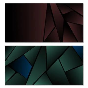 Abstract polygonal pattern. Set of two dark gradient polygonal backgrounds... Stock Illustration