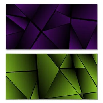 Abstract polygonal pattern. Set of two dark gradient polygonal backgrounds... Stock Illustration
