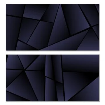 Abstract polygonal pattern. Set of two dark gradient polygonal backgrounds... Stock Illustration