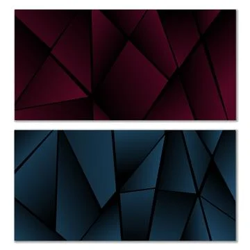 Abstract polygonal pattern. Set of two dark gradient polygonal backgrounds... Stock Illustration