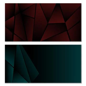 Abstract polygonal pattern. Set of two dark gradient polygonal backgrounds... Stock Illustration