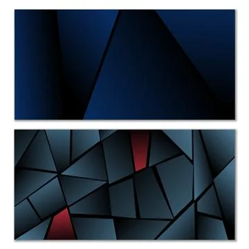 Abstract polygonal pattern. Set of two dark gradient polygonal backgrounds... Stock Illustration