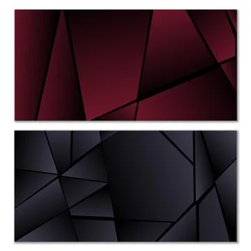 Abstract polygonal pattern. Set of two dark gradient polygonal backgrounds... Stock Illustration