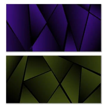Abstract polygonal pattern. Set of two dark gradient polygonal backgrounds... Illustrazione stock