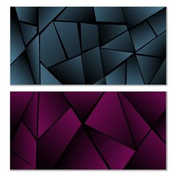 Abstract polygonal pattern. Set of two dark gradient polygonal backgrounds... 스톡 일러스트