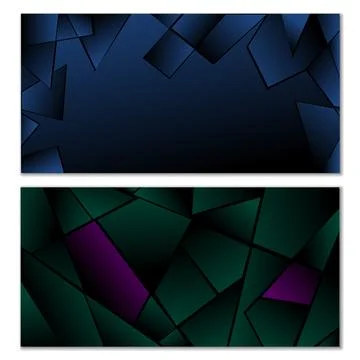 Abstract polygonal pattern. Set of two dark gradient polygonal backgrounds... 스톡 일러스트