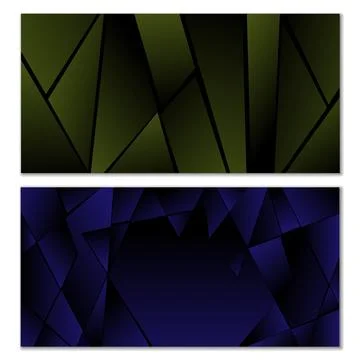 Abstract polygonal pattern. Set of two dark gradient polygonal backgrounds... Stock Illustration