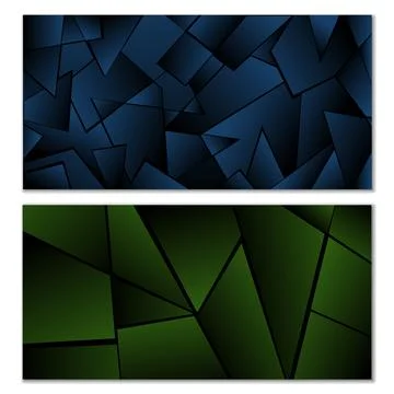 Abstract polygonal pattern. Set of two dark gradient polygonal backgrounds... Stock Illustration