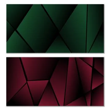 Abstract polygonal pattern. Set of two dark gradient polygonal backgrounds Stock Illustration