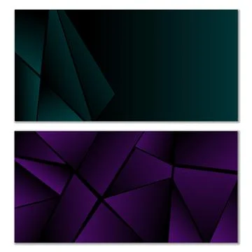 Abstract polygonal pattern. Set of two dark gradient polygonal backgrounds Stock Illustration