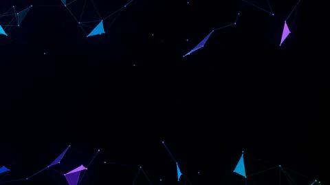 Abstract polygonal plexus lines, dots, triangles. Blue, purple, neon, magical Illustrazione stock