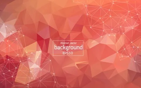 Abstract polygonal Red background with connected dots and lines, connection s Stock Illustration