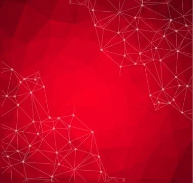 Abstract polygonal Red background. Triangular tech background with connection Stock Illustration