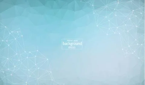 Abstract Polygonal Space with Connecting Dots and Lines on blue screen vector Stock Illustration
