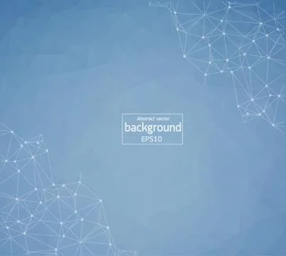 Abstract Polygonal Space with Connecting Dots and Lines on blue screen vector Stock Illustration