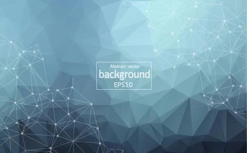 Abstract Polygonal Space with Connecting Dots and Lines on blue screen vector Stock Illustration
