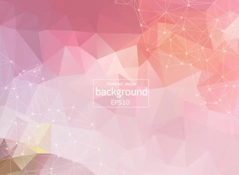Abstract Polygonal Space Dark Background with Red Connecting Dots and Lines | Stock Illustration