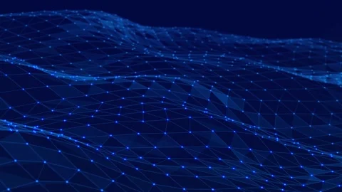 Abstract polygonal space with dots and lines. Dynamic triangular wave. Stock Footage 155444364