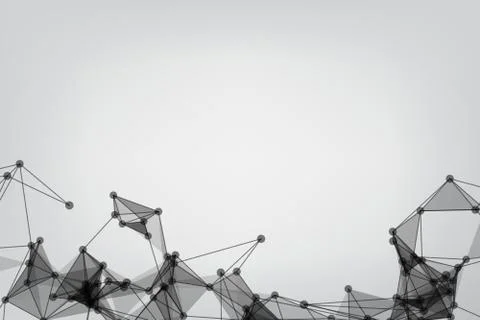 Abstract Polygonal Space Gray Background. Technology connecting dots and line Stock Illustration