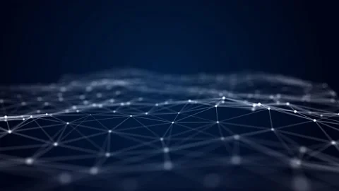 Abstract polygonal space. Low poly 3d wire. Artificial Intelligence. 3D Stock Footage 197066336