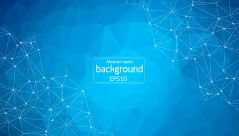 Abstract polygonal space low poly dark background with connecting dots and li Stock Illustration