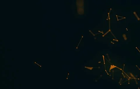 Abstract polygonal space low poly dark background with connecting dots and li Stock Illustration