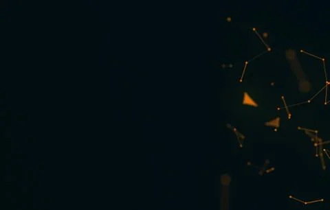 Abstract polygonal space low poly dark background with connecting dots and li Stock Illustration