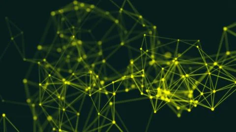 Abstract polygonal space low poly dark background with connecting dots and li Stock Illustration