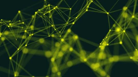 Abstract polygonal space low poly dark background with connecting dots and li Stock Illustration