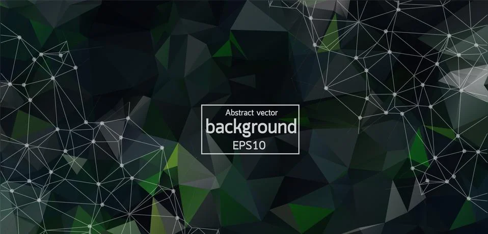 Abstract polygonal space low poly dark background with connecting dots and li Stock Illustration