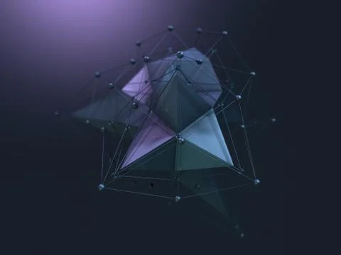 Abstract polygonal space low poly background with connecting dots and lines.  Stock Illustration