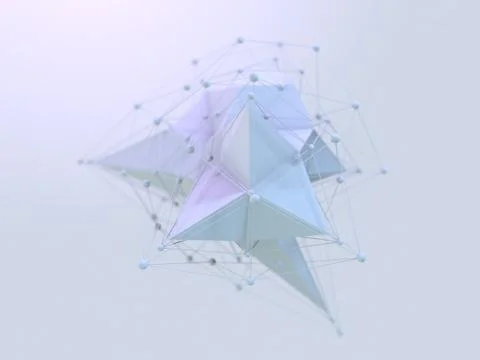Abstract polygonal space low poly background with connecting dots and lines.  Stock Illustration