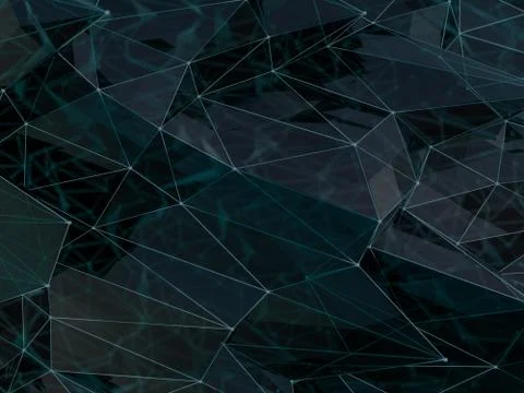 Abstract polygonal space low poly dark background. 3D Stock Illustration