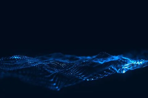 Abstract polygonal space low poly dark background with connecting dots and li Stock Illustration