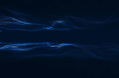 Abstract polygonal space low poly dark background with connecting dots and li Stock Illustration