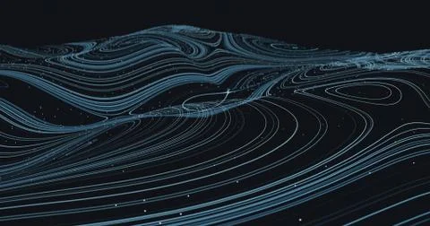 Abstract polygonal space low poly dark background with lines. Illustrazione stock