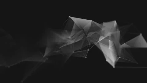 Abstract polygonal space low poly dark background with connecting dots and li Stock Illustration