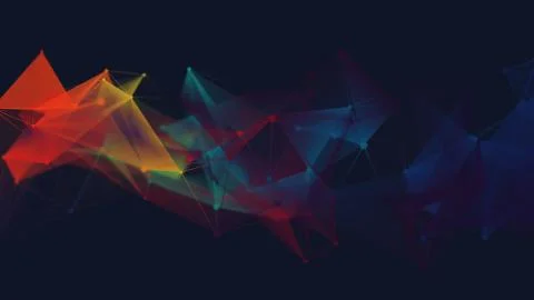 Abstract polygonal space low poly dark background with connecting dots and li Stock Illustration