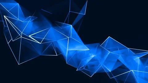 Abstract polygonal space low poly dark background with connecting dots and li Illustrazione stock