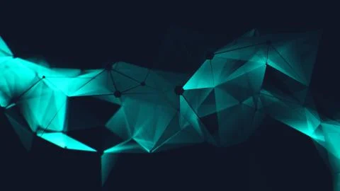 Abstract polygonal space low poly dark background with connecting dots and li Stock Illustration
