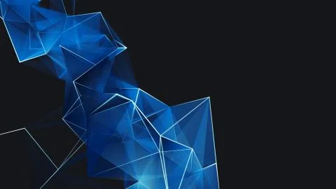 Abstract polygonal space low poly dark background with connecting dots and li Stock Illustration