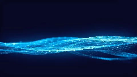 Abstract polygonal space low poly dark background with connecting dots and li Stock Illustration