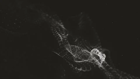 Abstract polygonal space low poly dark background with connecting dots and li Stock Illustration