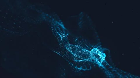 Abstract polygonal space low poly dark background with connecting dots and li Illustrazione stock