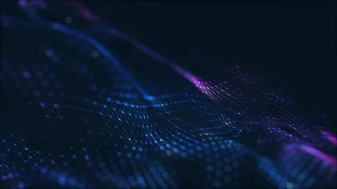 Abstract polygonal space low poly dark background with connecting dots and li Stock Illustration