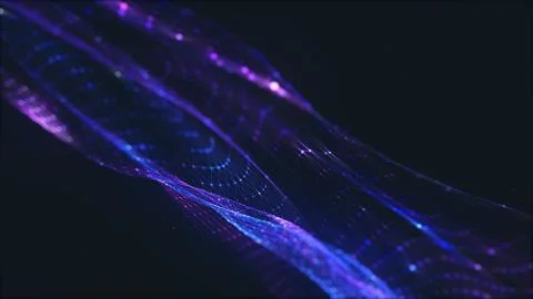 Abstract polygonal space low poly dark background with connecting dots and li Stock Illustration