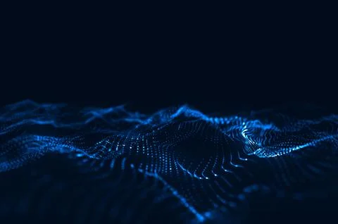 Abstract polygonal space low poly dark background with connecting dots and li Stock Illustration