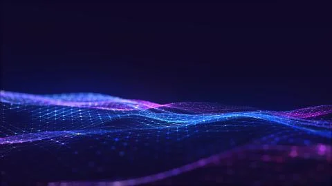 Abstract polygonal space low poly dark background with connecting dots and li Stock Illustration