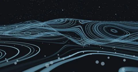 Abstract polygonal space low poly dark background with lines. Illustrazione stock