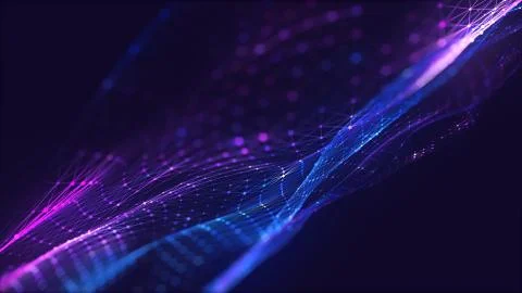 Abstract polygonal space low poly dark background with connecting dots and li Stock Illustration